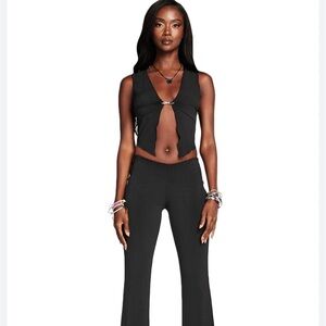 I Am Gia Black Open Front Kaia Top